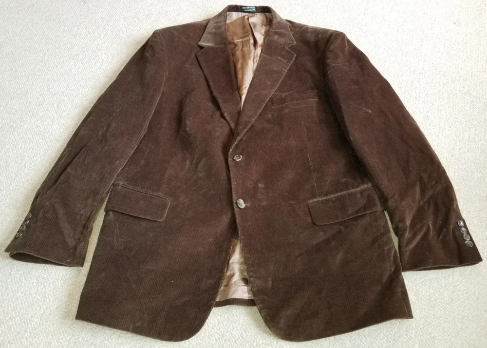 VINTAGE Mens Blazer-EVAN PICONE-brown corduroy stretch lined 2-button-44L